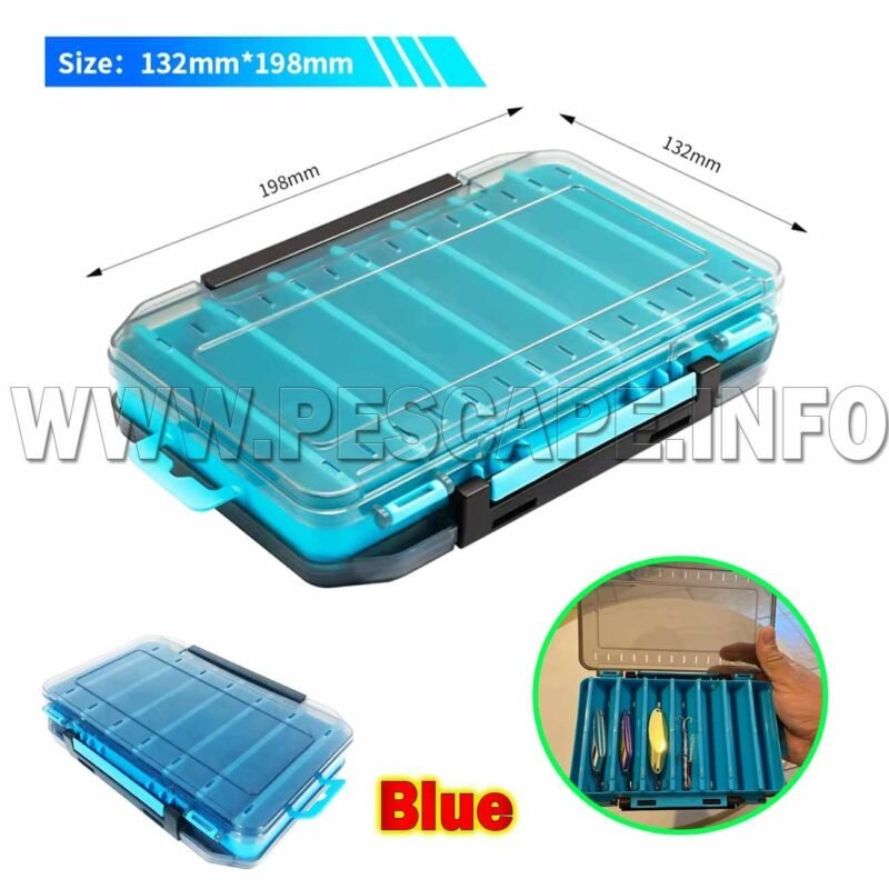 Caja senuelera 19cm organizador de pesca 12 celdas Blue