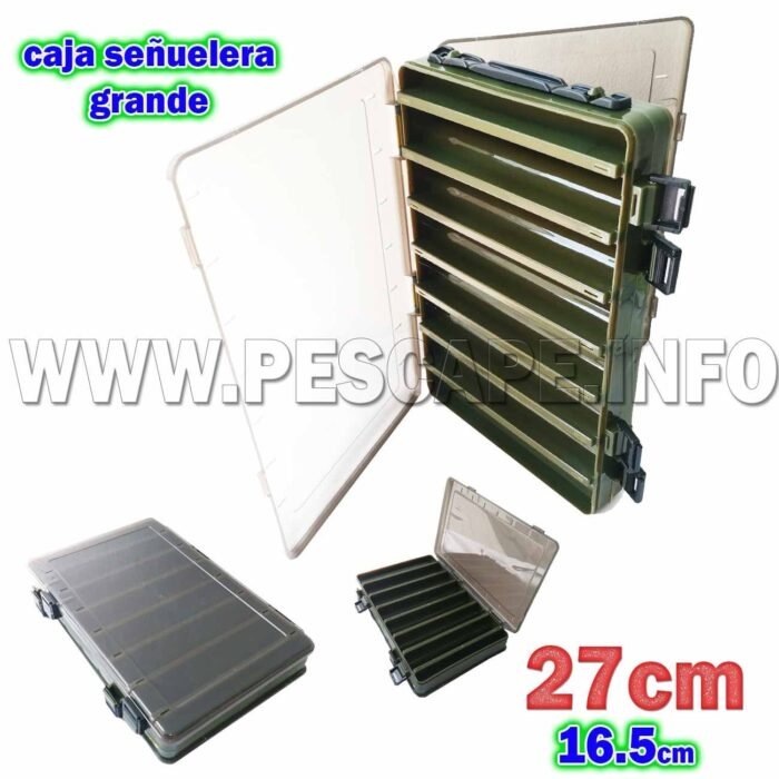 Caja senuelera Grande Jigs Anzuelos alta calidad 14 compartimentos Verde