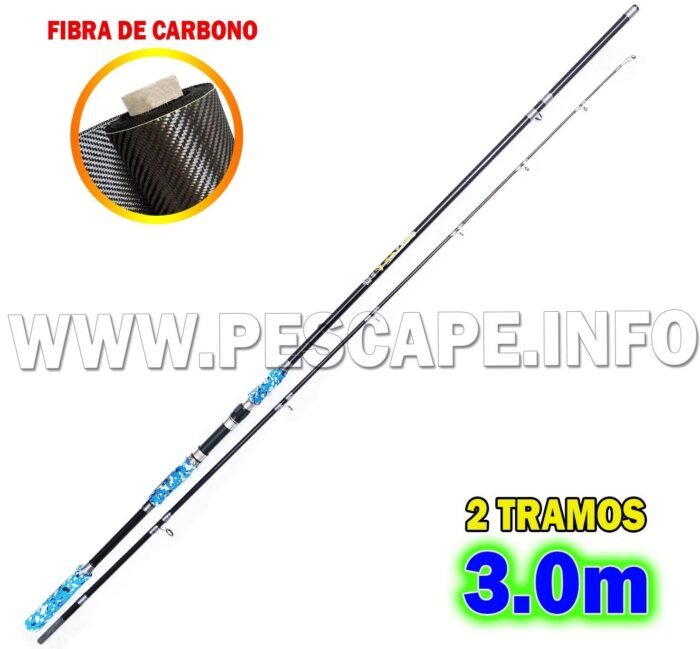 Cana Fibra de carbono 3.0m Toray camuflado Blue Spinning Glossy