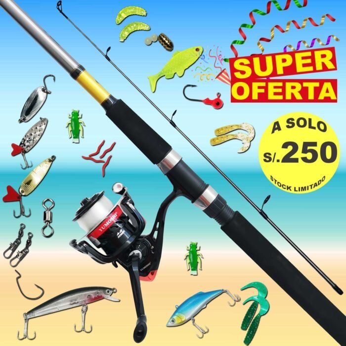 Combo Cana de pescar Shimano FX 2.7m Carrete 6000 Yumoshi Accesorios