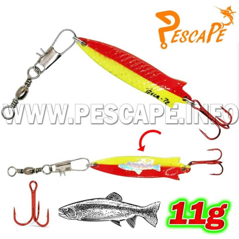 Cuchara Toby Spoon Lure Caramelitos para trucha 11g Yellow Red 1