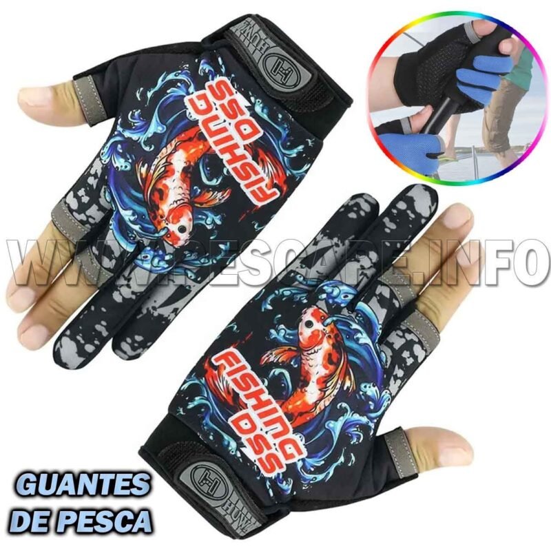 Guantes De Pesca Antideslizante transpirable Black