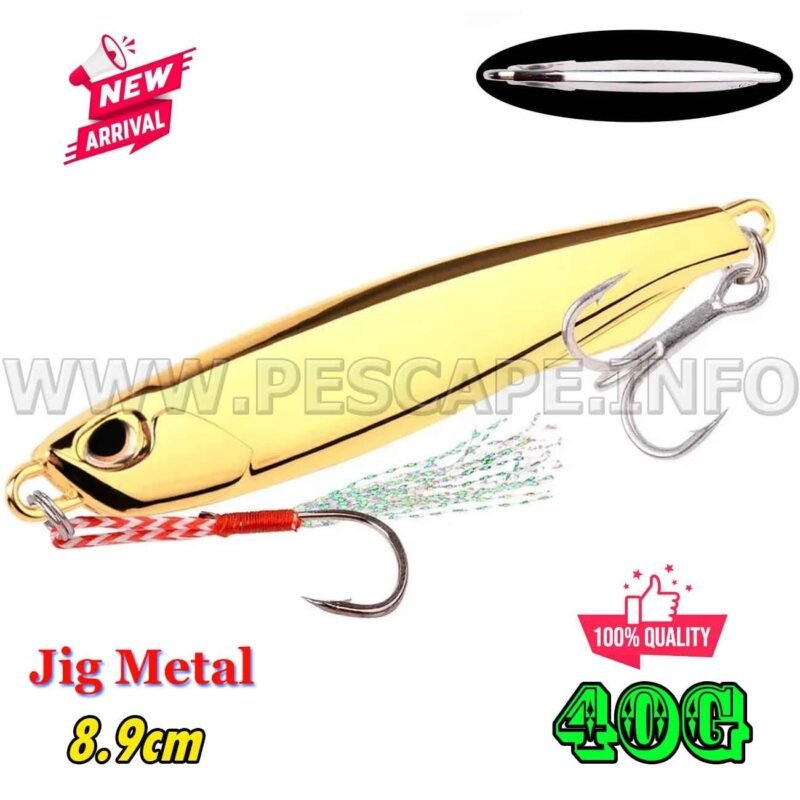 Jig senuelo de pesca Metalico Wobbler 40g 8.9cm Gold