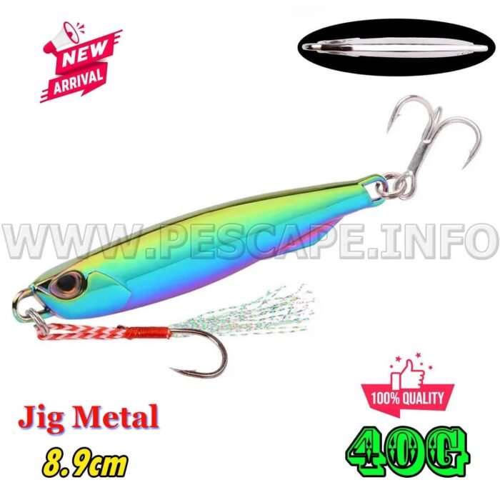 Jig senuelo de pesca Metalico Wobbler 40g 8.9cm Tornasol