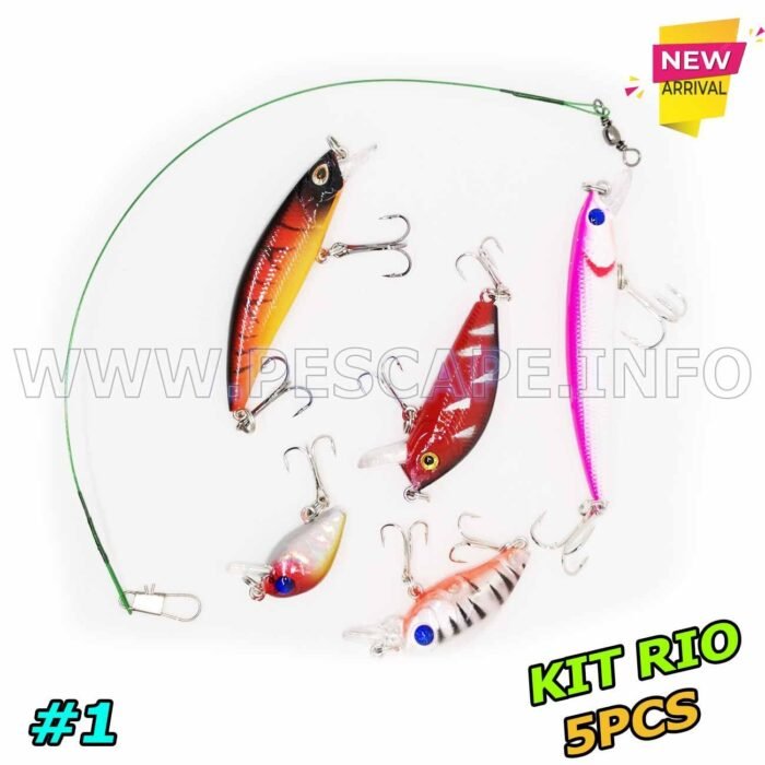 Kit de Senuelos de Pesca mixtos Rios lago trucha 5pcs lider 1