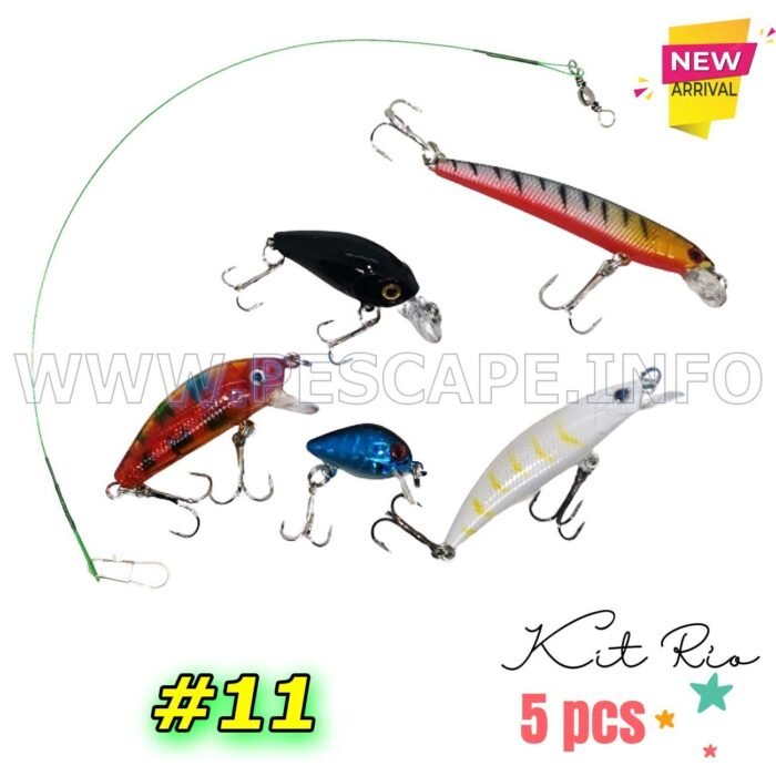 Kit de Senuelos de Pesca mixtos Rios lago trucha 5pcs lider 11