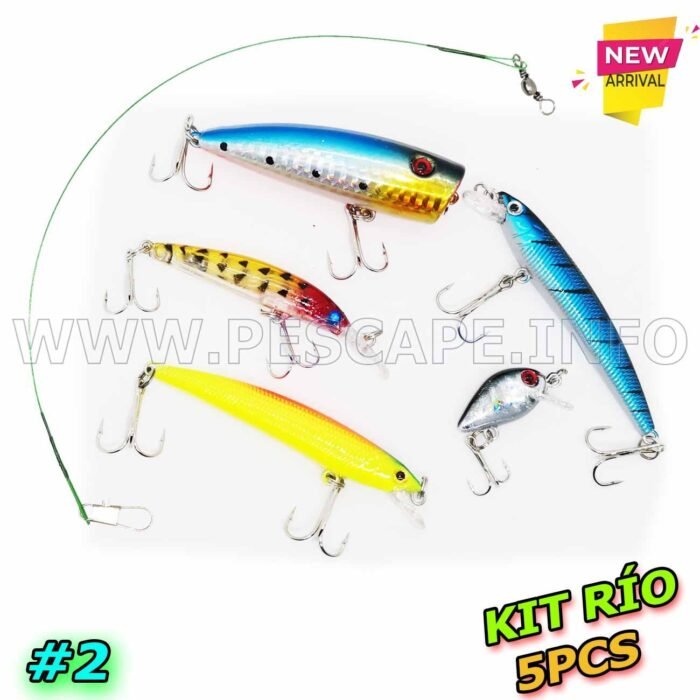 Kit de Senuelos de Pesca mixtos Rios lago trucha 5pcs lider 2 1