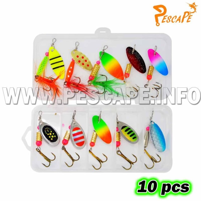 Kit de senuelos de trucha Cucharillas Mariposas Giratorios Spinner 10 pcs Modelo 1