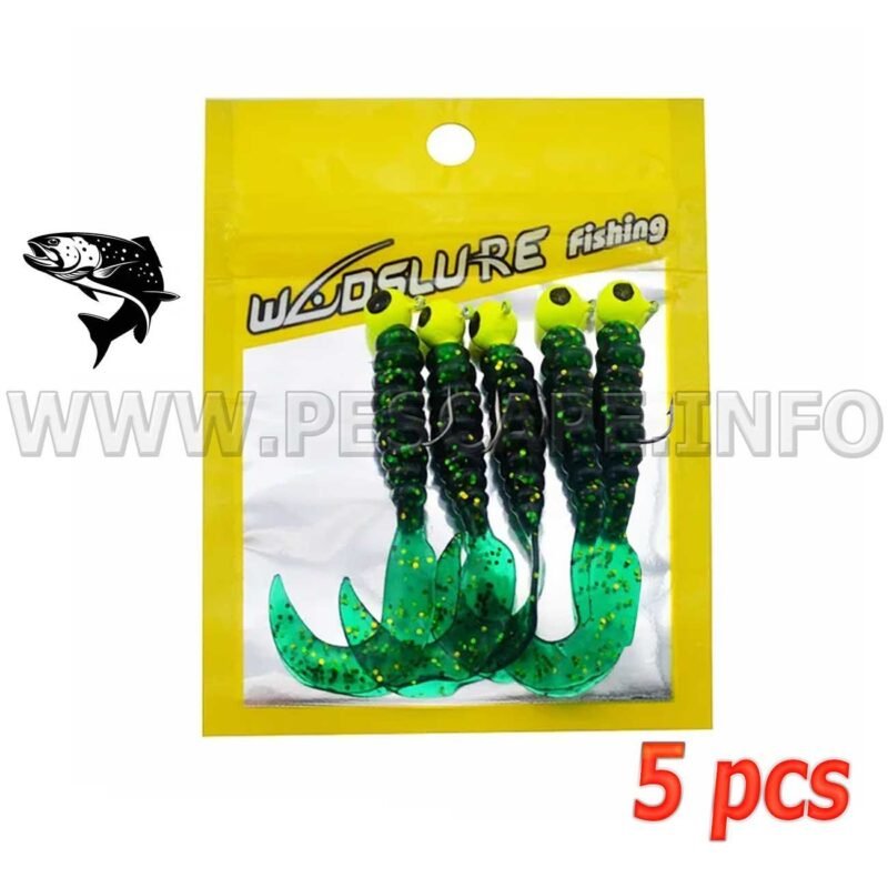 Kit de senuelos vinil para trucha Silicona Bait Tackle 3.5g 5pcs Color2