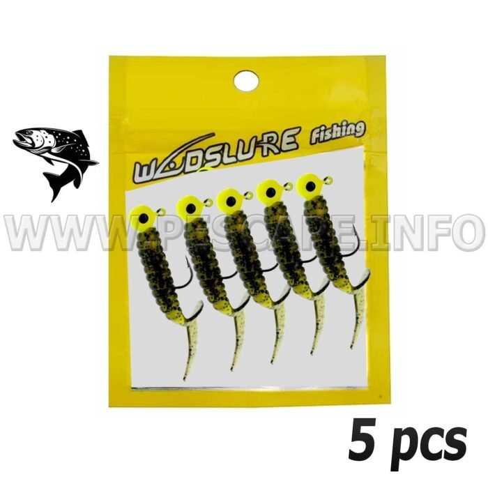 Kit de senuelos vinil para trucha Silicona Bait Tackle 3.5g 5pcs Color4
