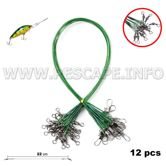 Lider alambre Linea De Pesca De Acero 22cm Antienrredos X 12 Piezas
