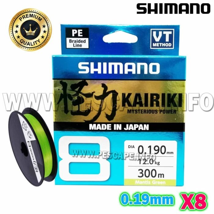 MULTIFILAMENTO SHIMANO kairiki 8 0.19 x 300mts green IND. PACK