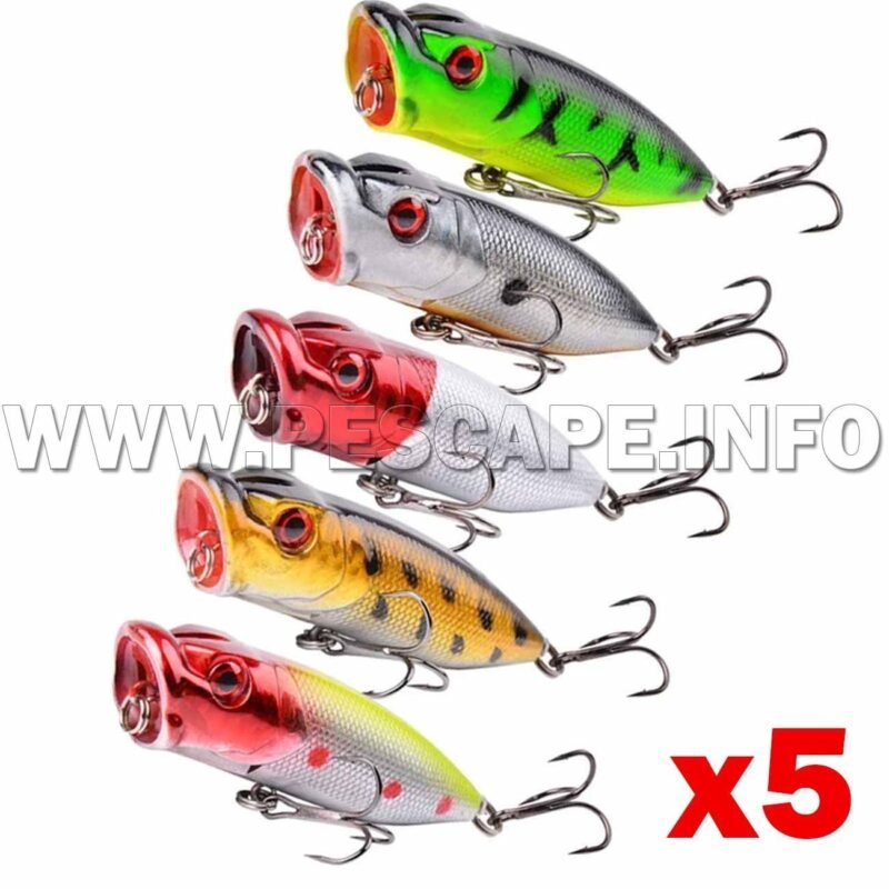 Mix Senuelos de Pesca Popper 12g y 72mm PACK 5 PCS