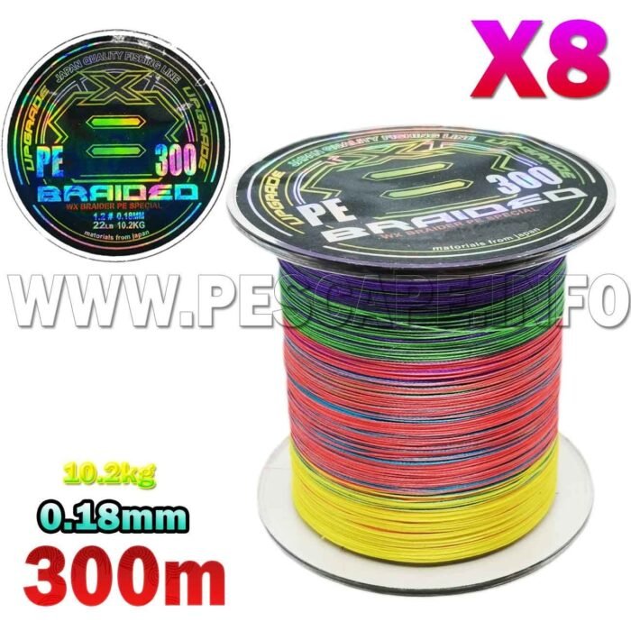 Multifilamento 0.18mm X8 hebras 10.2kg Alta calidad Japon 300m