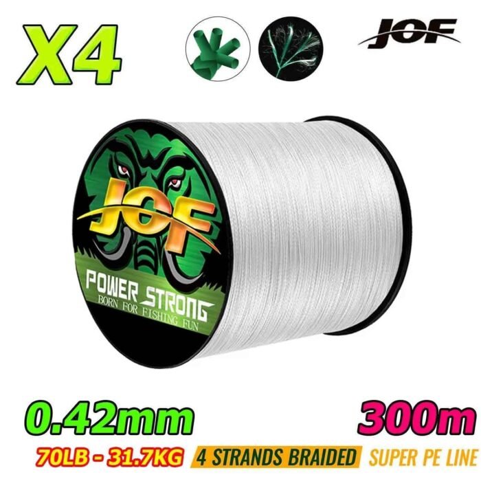 Multifilamento JOF POWER 0.42mm STRONG X4 Fishing 31.7kg – White 300m