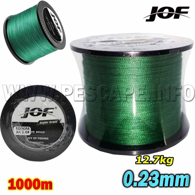 Multifilamento JOF X4 trenzada 1000m 0.23mm 28LB 127 KG Multicolor 1