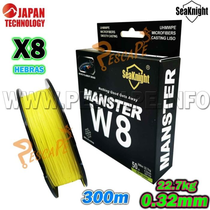 Multifilamento SEAKNIGHT® MONSTER W8 0.32mm 22.7kg 50Lb 300m