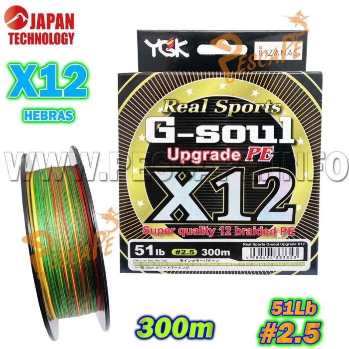 Multifilamento YGK Real Sport G soul Upgrade Pe X12 300m 51Lb 2.5