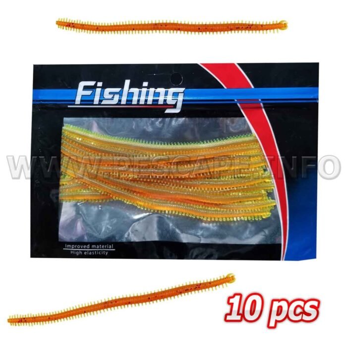 Paquete de gusanos de pesca Cebo 10pcs 14cm Amarillo