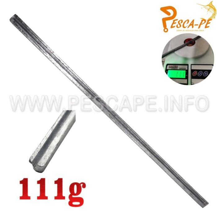 Plomo tipo barra para pesca 111g largo 1 und