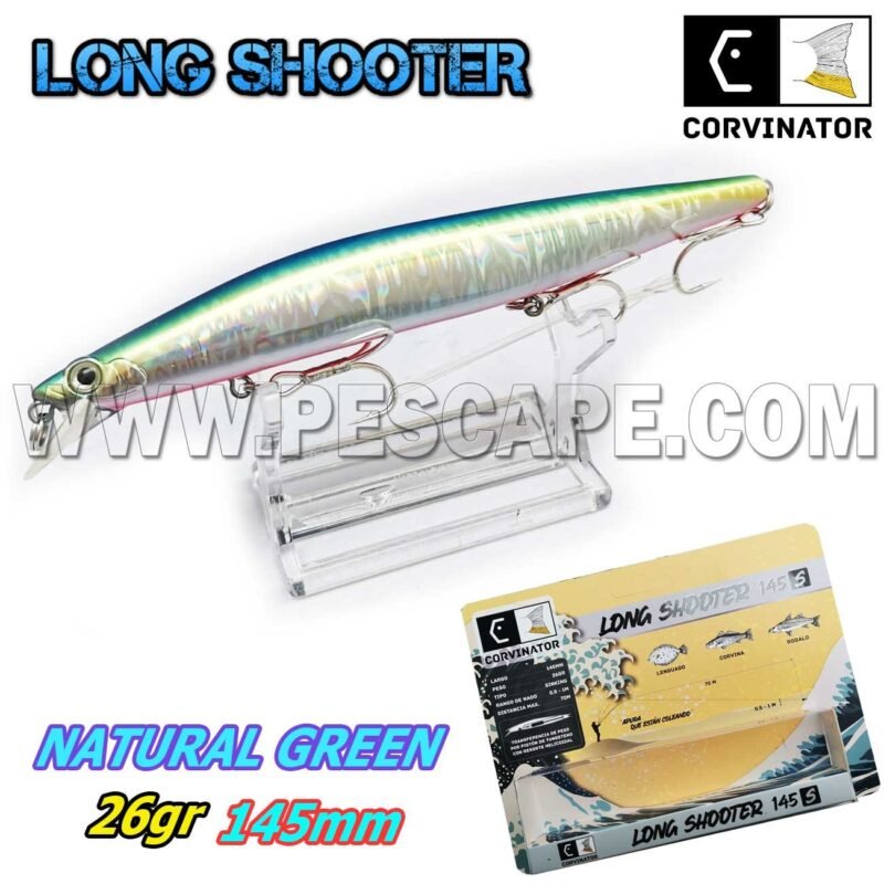 Senuelo CORVINATOR® SINKING LONG SHOOTER KILLER 145S NATURAL GREEN