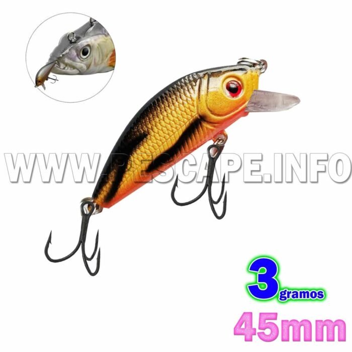 Senuelo Para Trucha de pesca Alevines Rio Lagos Anzuelo triple 45mm 3g Color 2 1