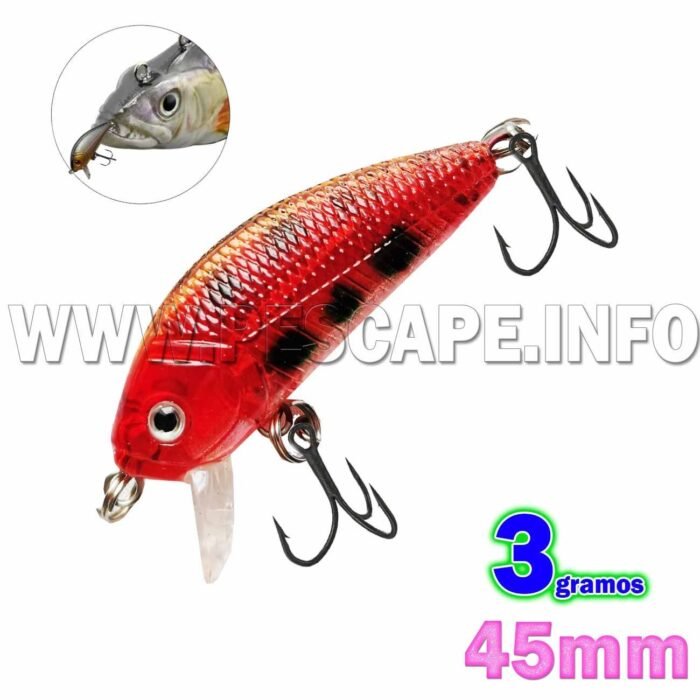 Senuelo Senuelo Para Trucha de pesca Alevines Rio Lagos Anzuelo triple 45mm 3g Color 4