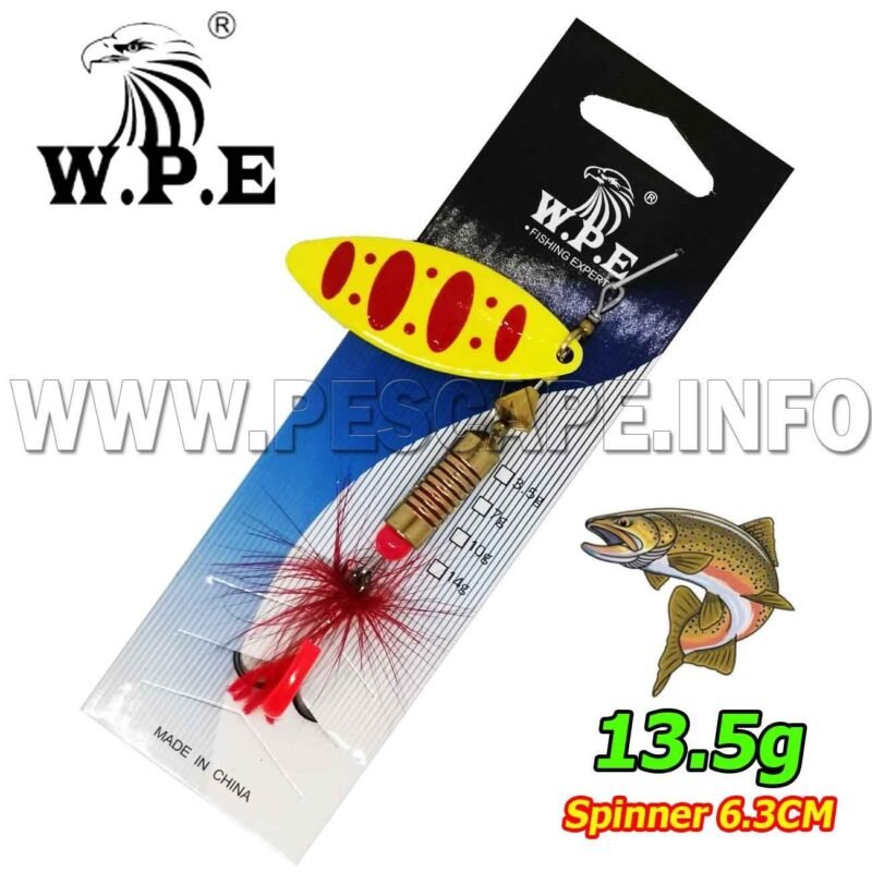 Senuelo Spinner giratorio duro W.P.E 13.5g Cucharilla para truchas 6.3cm Color 4