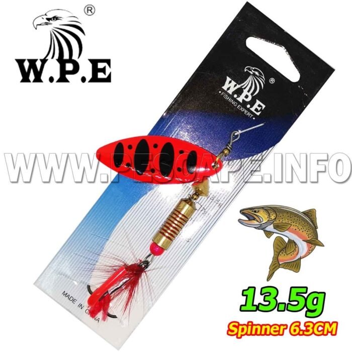 Senuelo Spinner giratorio duro W.P.E 13.5g Cucharilla para truchas 6.3cm Color 5