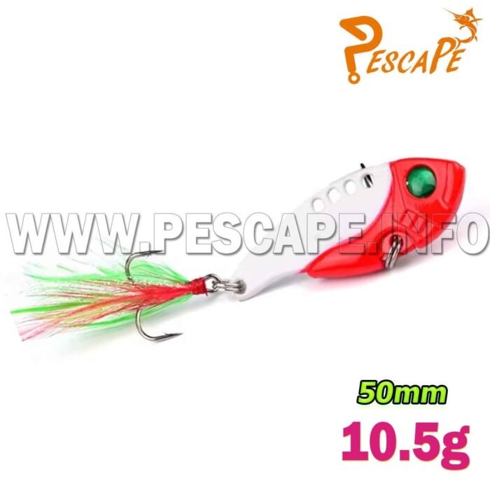 Senuelo cuchara 3D metal Wobble 10.5g SpoonBait 50mm White Red