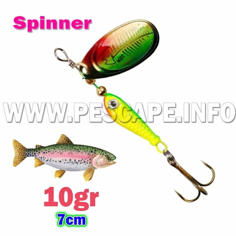 Senuelo de Metal giratorios 10g Cucharilla 7cm Spinner 3D Color 1