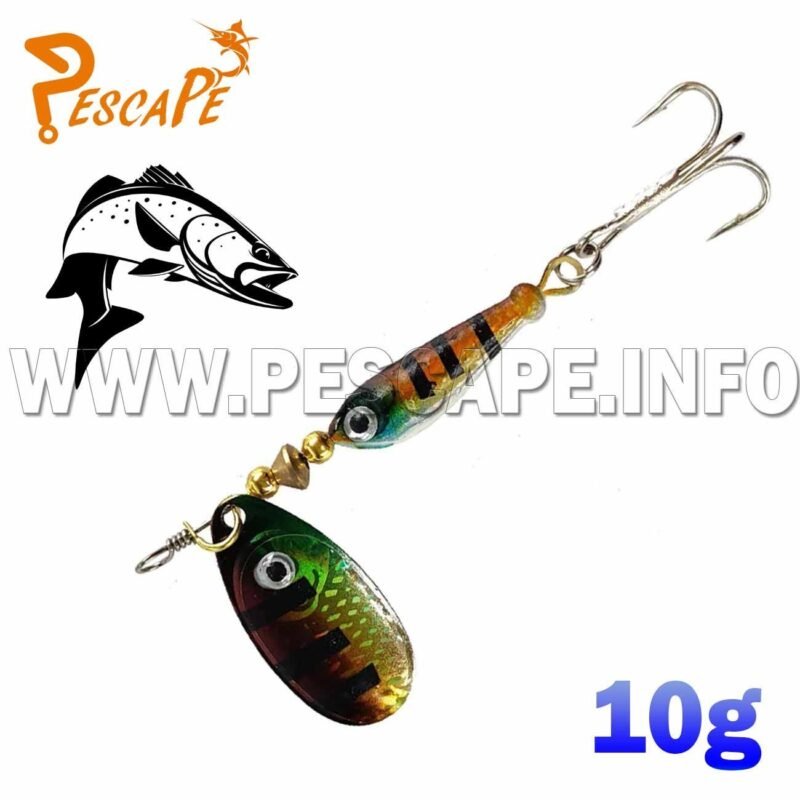 Senuelo de Metal giratorios 10g Cucharilla 7cm Spinner 3D Verde Rayas