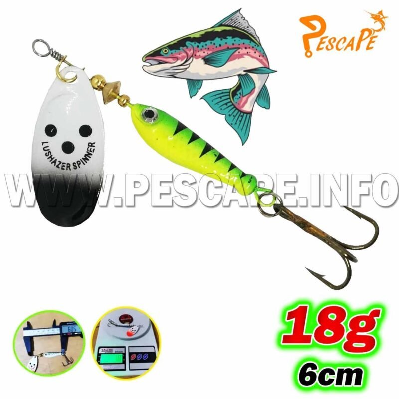 Senuelo de Metal giratorios 18g Cucharilla 6cm Spinner 3D para trucha Green Tiger 1