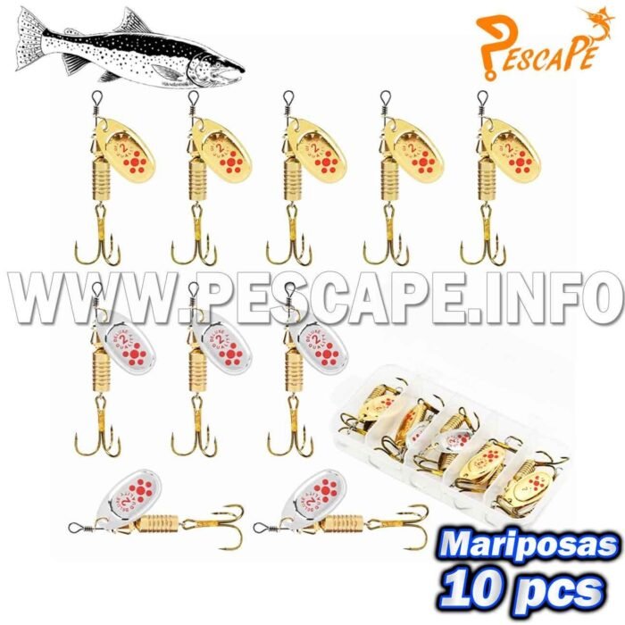 Senuelos de Pesca giratorios de Metal 6.3cm Crankbait 7gr Spinner Para Trucha 10 piezas