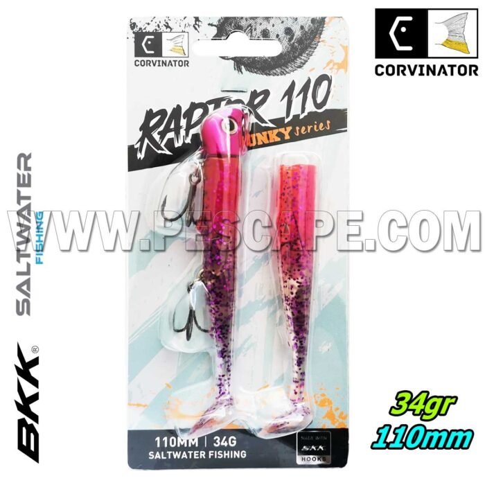 Vinilo Corvinator Raptor 110mm Chunky Series 34gr SaltWater Fishing Pink Caramelo