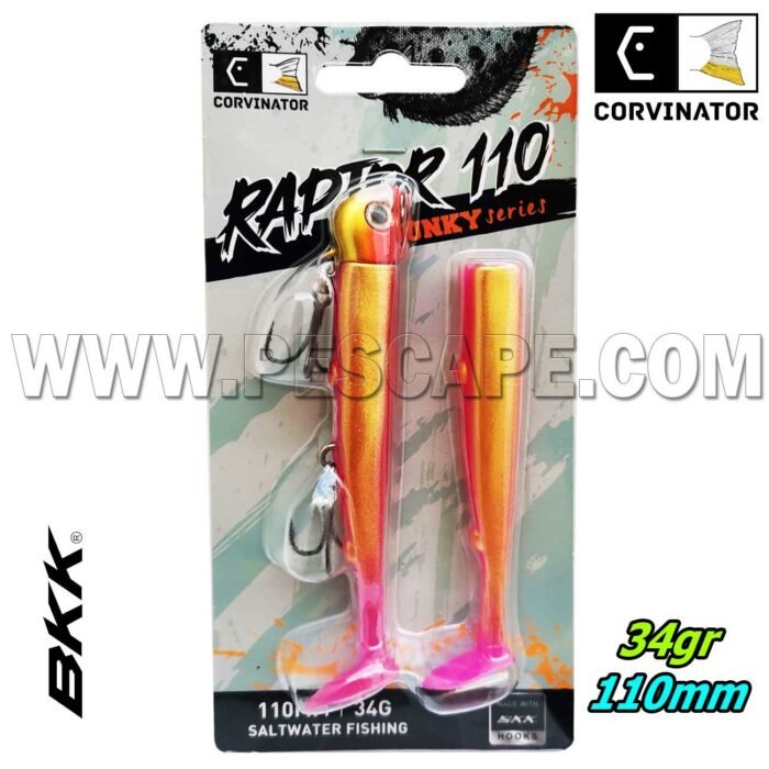 Vinilo Corvinator Raptor 110mm Chunky Series 34gr SaltWater Fishing Pink Gold