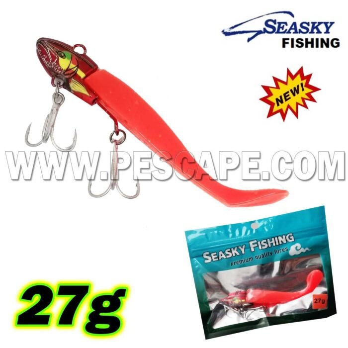 Vinilo Seasky Fishing Anzuelo triple para lenguados 27gr 01pcs Orange Red