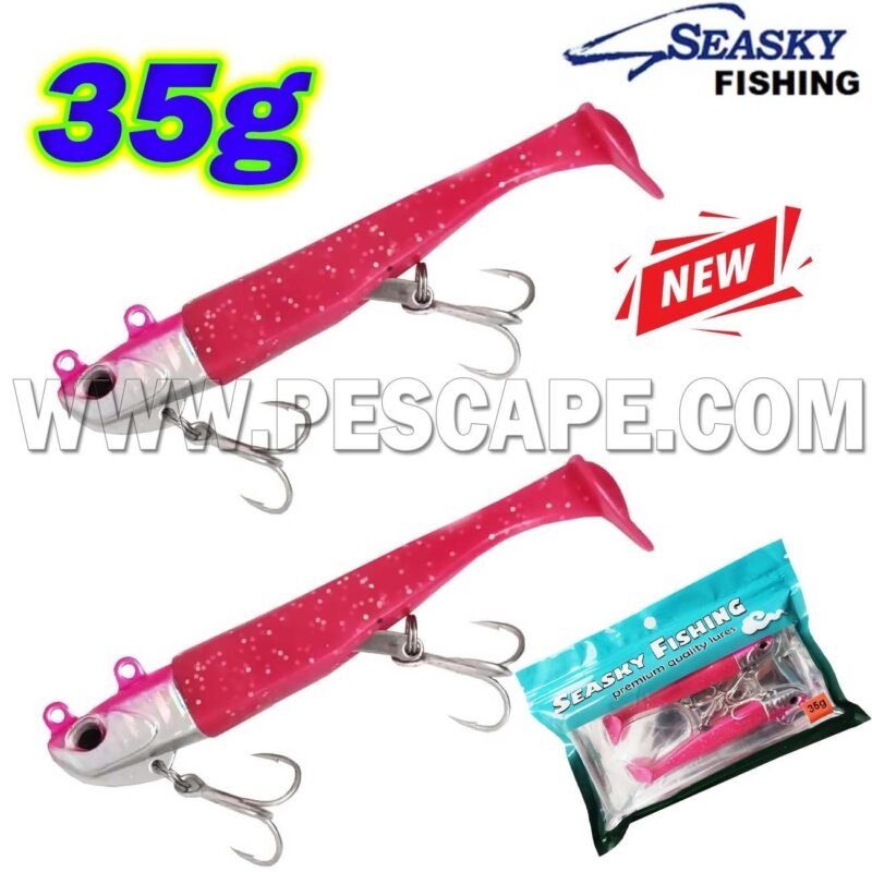 Vinilo Seasky Fishing Anzuelo triple para lenguados 35gr 02pcs Rosado 1