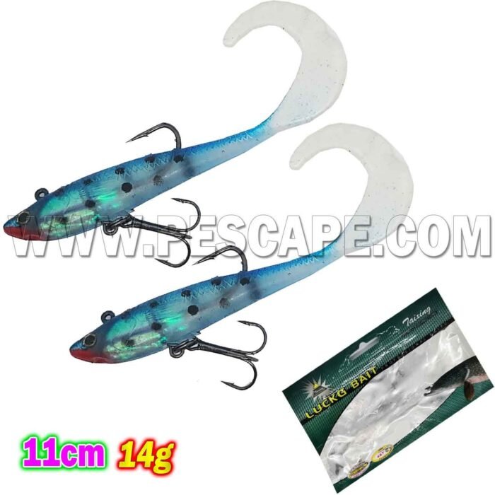 Vinilo Taixing Cabrillas Lenguado 11cm 14gr Silicona 2 unds Blue Grub WORM